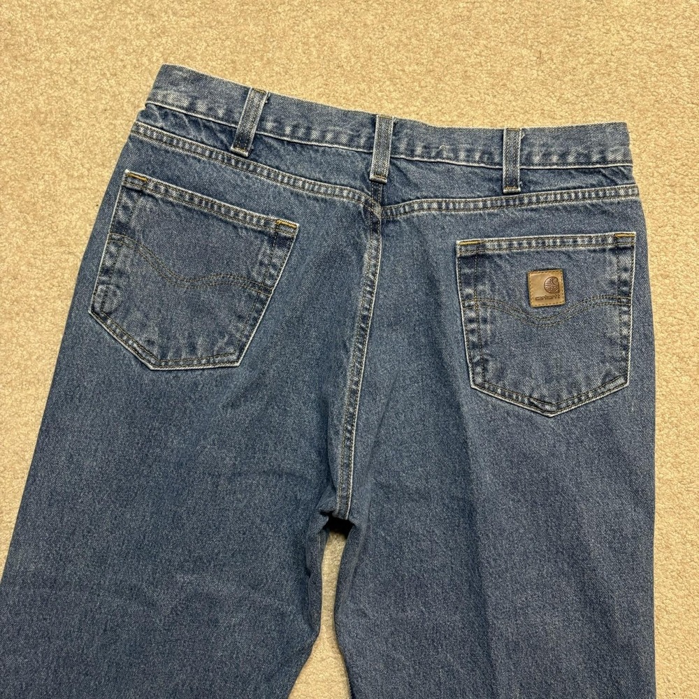 Carhartt Jeans Mens 34x34 Blue B460 DPS Relaxed Straight Denim Pants Workwear
